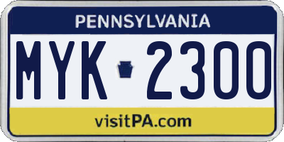 PA license plate MYK2300