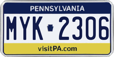 PA license plate MYK2306