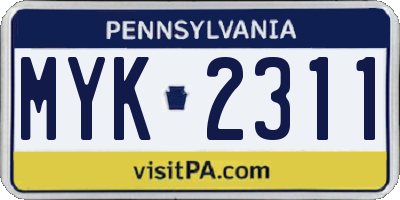 PA license plate MYK2311