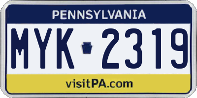 PA license plate MYK2319