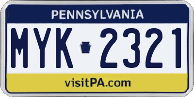 PA license plate MYK2321