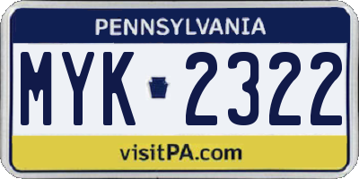 PA license plate MYK2322