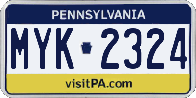 PA license plate MYK2324