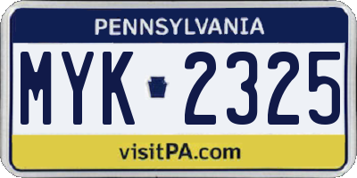 PA license plate MYK2325