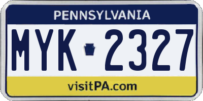 PA license plate MYK2327