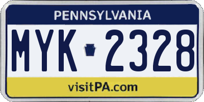 PA license plate MYK2328