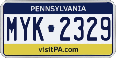 PA license plate MYK2329