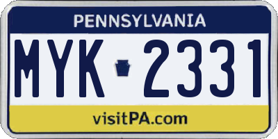 PA license plate MYK2331