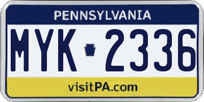 PA license plate MYK2336