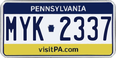 PA license plate MYK2337