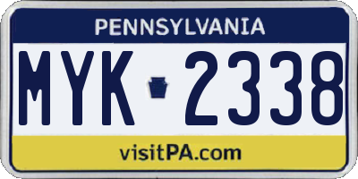 PA license plate MYK2338