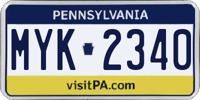 PA license plate MYK2340