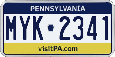 PA license plate MYK2341