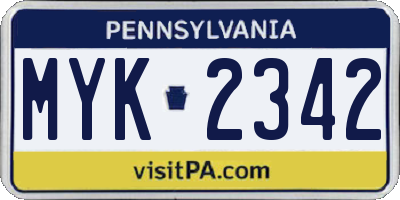 PA license plate MYK2342