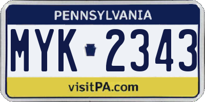 PA license plate MYK2343