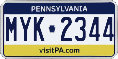 PA license plate MYK2344