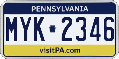 PA license plate MYK2346