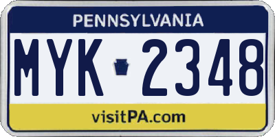 PA license plate MYK2348