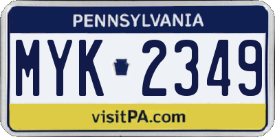 PA license plate MYK2349