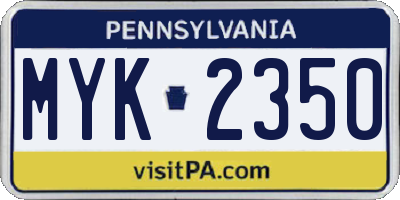 PA license plate MYK2350
