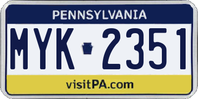 PA license plate MYK2351