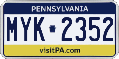 PA license plate MYK2352