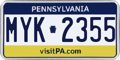 PA license plate MYK2355