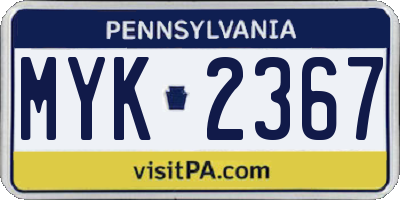 PA license plate MYK2367