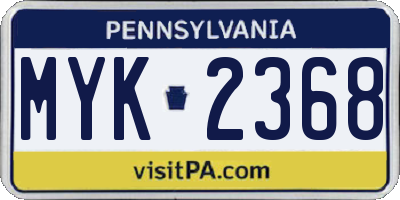 PA license plate MYK2368