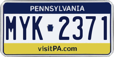 PA license plate MYK2371