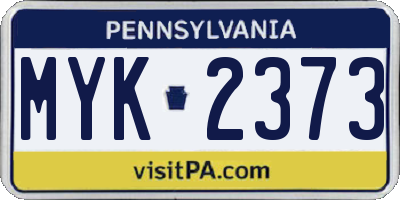 PA license plate MYK2373