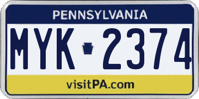 PA license plate MYK2374