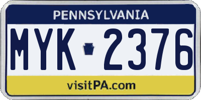 PA license plate MYK2376
