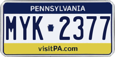PA license plate MYK2377