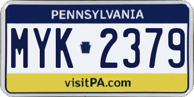 PA license plate MYK2379