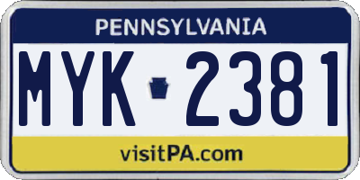 PA license plate MYK2381
