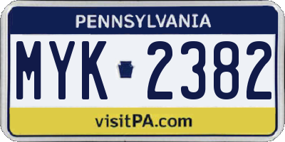 PA license plate MYK2382