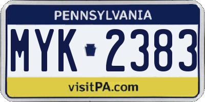 PA license plate MYK2383