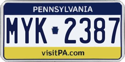 PA license plate MYK2387