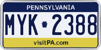 PA license plate MYK2388