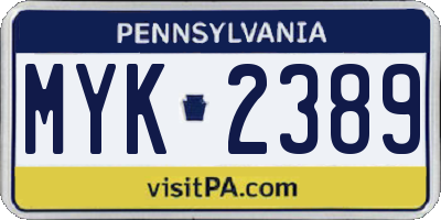PA license plate MYK2389