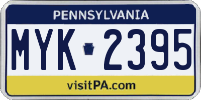 PA license plate MYK2395