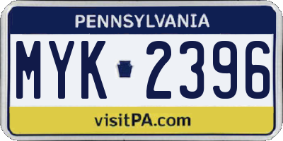 PA license plate MYK2396
