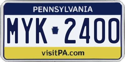 PA license plate MYK2400
