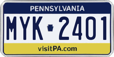 PA license plate MYK2401