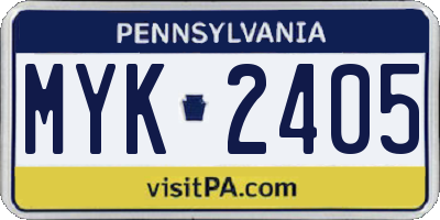 PA license plate MYK2405