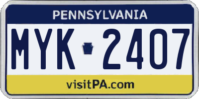 PA license plate MYK2407