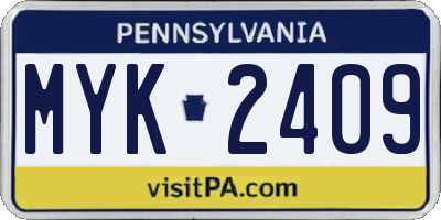 PA license plate MYK2409