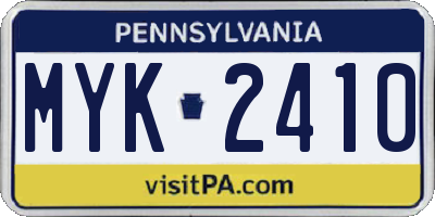 PA license plate MYK2410