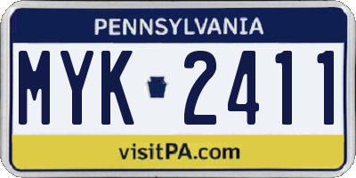 PA license plate MYK2411